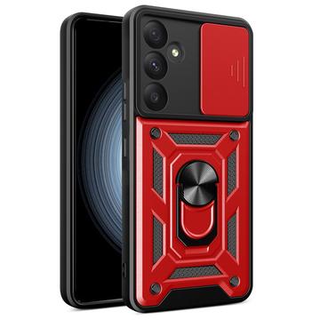 Samsung Galaxy A35 Rotary Ring Hybrid Case with Camera Shield - Rood