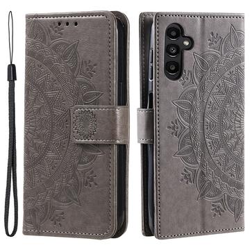 Samsung Galaxy A55 Mandala Series Portemonnee-hoesje - Grijs