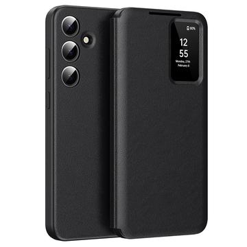 Samsung Galaxy A55 Smart Clear View Flip Hoesje met kaartsleuf - Zwart