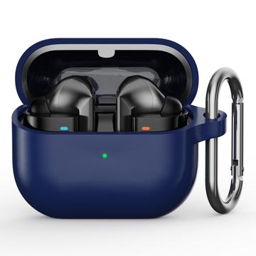 Samsung Galaxy Buds3 Pro siliconen hoesje met karabijnhaak - Dunkel Blau