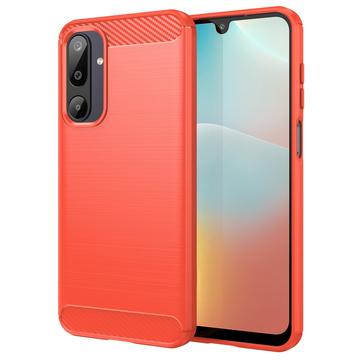 Samsung Galaxy M16/F36 Geborsteld TPU Hoesje - Koolstofvezel - Rood