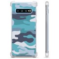 Samsung Galaxy S10+ Hybrid Case - Blauw Camouflage