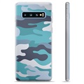 Samsung Galaxy S10+ TPU Hoesje - Blauw Camouflage