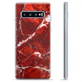 Samsung Galaxy S10+ TPU Hoesje - Rood Marmer
