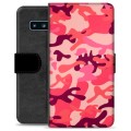Samsung Galaxy S10 Premium Portemonnee Hoesje - Roze Camouflage