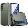 Samsung Galaxy S21 5G Hybrid Case with Sliding Card Slot - Army Green