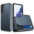 Samsung Galaxy S21 5G Hybrid Case with Sliding Card Slot - Dark Blue
