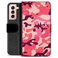 Samsung Galaxy S21 5G Premium Portemonnee Hoesje - Roze Camouflage