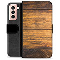 Samsung Galaxy S21 5G Premium Wallet Hoesje - Hout