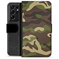 Samsung Galaxy S21 Ultra 5G Premium Portemonnee Hoesje - Camouflage