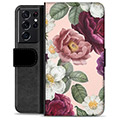 Samsung Galaxy S21 Ultra 5G Premium Portemonnee Hoesje - Romantische Bloemen