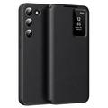 Samsung Galaxy S22 5G Smart Clear View Flip Hoesje met kaartsleuf - Zwart