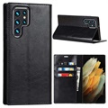 Samsung Galaxy S22 Ultra Leren Wallet Hoesje met Statief - Zwart