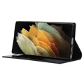 Samsung Galaxy S22 Ultra 5G Wallet Leren Hoesje met Standaard - Zwart