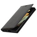 Samsung Galaxy S22 Ultra 5G Wallet Leren Hoesje met Standaard - Zwart