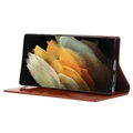 Samsung Galaxy S22 Ultra 5G Wallet Leren Hoesje met Standaard - Bruin