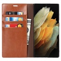 Samsung Galaxy S22 Ultra 5G Wallet Leren Hoesje met Standaard - Bruin