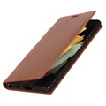 Samsung Galaxy S22 Ultra 5G Wallet Leren Hoesje met Standaard - Bruin