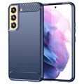 Samsung Galaxy S23 5G Geborsteld TPU Hoesje - Koolstofvezel - Blauw