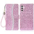 Samsung Galaxy S24 FE Stijlvol Glitter Portemonnee Hoesje - Roze