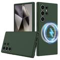 Samsung Galaxy S24 Ultra Liquid Siliconen Hoesje - MagSafe Compatibel - Donkergroen