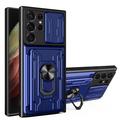 Samsung Galaxy S24 Ultra Rotary Ring Hybrid Case with Camera Shield - Blue