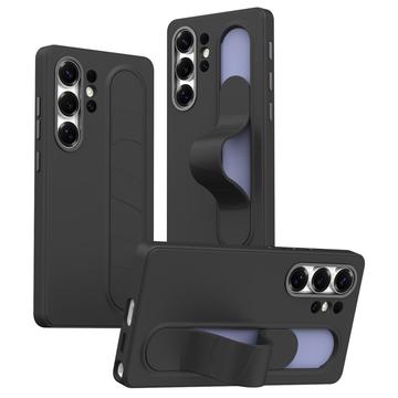 Samsung Galaxy S24 Ultra Slim Hybride Hoesje met Staande Grip - Zwart