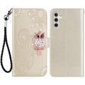 Samsung Galaxy S24+ Uil Strass Portemonnee Hoesje - Goud