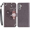 Samsung Galaxy S24+ Uil Strass Portemonnee Hoesje - Grijs