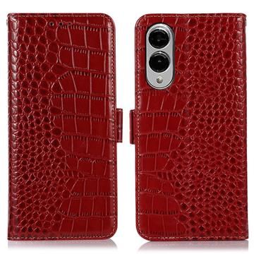 Samsung Galaxy S25 Edge Crocodile Series Wallet Leren Hoesje met RFID