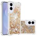 Samsung Galaxy S25 Edge Glitter Quicksand TPU Hoesje - Gouden Harten