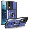 Samsung Galaxy S25 Edge Roterende ring hybride hoesje met camera schild - Blauw