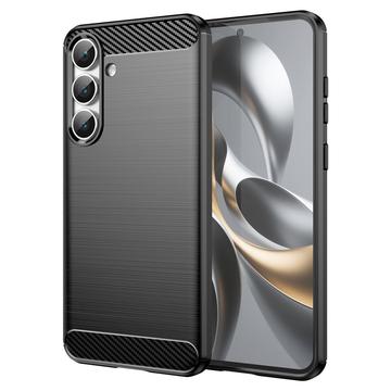 Samsung Galaxy S25 FE Geborsteld TPU Hoesje - Koolstofvezel - Zwart