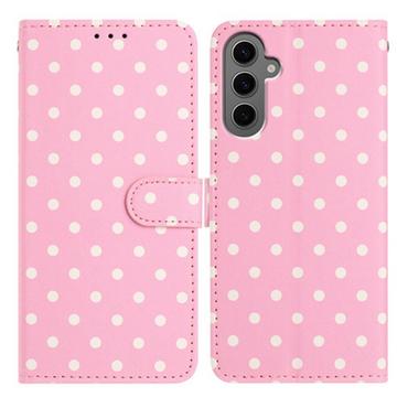 Samsung Galaxy S25 Polka Dot-patroon Portemonnee Hoesje - Roze