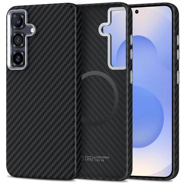 Samsung Galaxy S25 Tech-Protect Ion Carbon Plastic Hoesje - MagSafe Compatibel - Zwart / Zilver