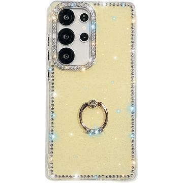 Samsung Galaxy S25 Ultra CrystalGlow Hybride Hoesje met Ringhouder - Geel