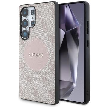 Samsung Galaxy S25 Ultra Guess 4G Rond Patch Classic Logo hoesje - MagSafe Compatibel - Roze