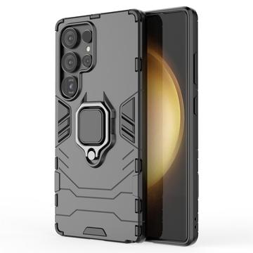 Samsung Galaxy S25 Ultra Hybride Hoesje met Ringhouder - Zwart