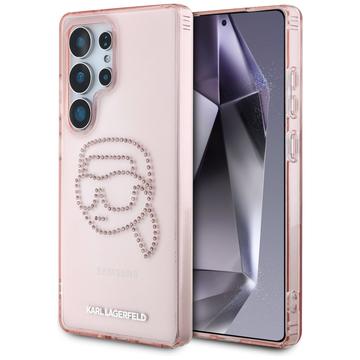 Samsung Galaxy S25 Ultra Karl Lagerfeld Rhinestones Karl Head Logo Hoesje - Roze