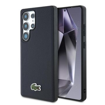 Samsung Galaxy S25 Ultra Lacoste Iconic Petit Pique Woven Logo Hoesje - MagSafe Compatibel - Marineblauw