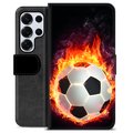 Samsung Galaxy S25 Ultra Premium Portemonnee Hoesje - Voetbal Vlam