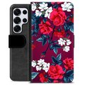 Samsung Galaxy S25 Ultra Premium Portemonnee Hoesje - Vintage Bloemen