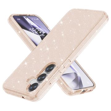 Samsung Galaxy S25+ Stijlvolle Glitter Series Hybride Hoesje - Goud