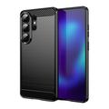 Samsung Galaxy S26 Ultra Geborsteld TPU Hoesje - Koolstofvezel - Zwart