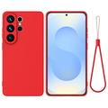 Samsung Galaxy S26 Ultra Vloeibare siliconen hoesje met polsbandje - Rood