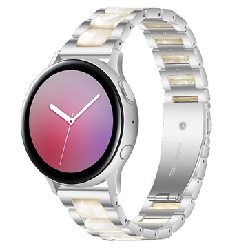 Samsung Galaxy Watch4/Watch4 klassieke roestvrijstalen band - parelwit / zilver