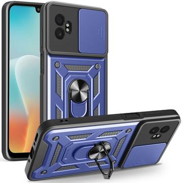 Samsung Galaxy XCover7 Pro Roterende ring hybride hoesje met camera schild - Blauw