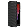 Samsung Galaxy Xcover 5 Flip Case - Carbon Fiber - Zwart