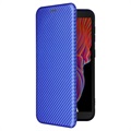 Samsung Galaxy Xcover 5 Flip Case - Carbon Fiber - Blauw