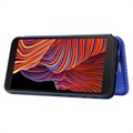 Samsung Galaxy Xcover 5 Flip Case - Carbon Fiber - Blauw